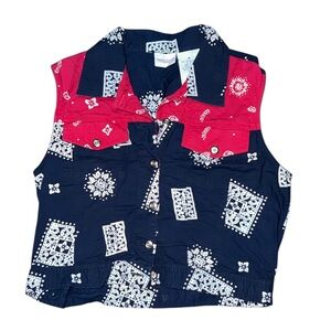 Bobbie Brooks Junior’s Sleeveless Bandana Shirt/Vest- Red, White and Blue